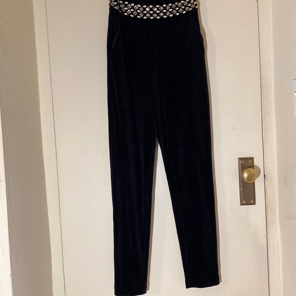 NWT Juicy Couture Jewel Embellished Velour Velvet Pitch Black Bustier Jumpsuit - Picture 4 of 9